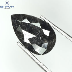 1.20 CT Pear Shape Natural Diamond Black Color I3 Clarity (10.68 MM)