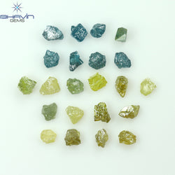 1.89 CT/22 PCS Rough Shape Enhanced Mix Color Natural Diamond I3 Clarity (3.30 MM)
