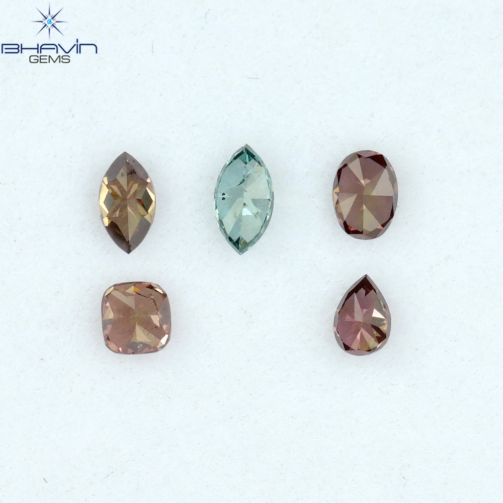 0.47 CT/5 Pcs Mix Shape Natural Diamond Pink Color SI Clarity (3.00 MM)