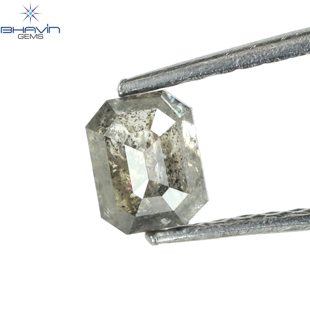 1.00 CT アッシャー シェイプ ナチュラル ダイヤモンド ソルト アンド ペッパー カラー I3 クラリティ (5.72 MM)