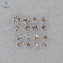 0.09 CT/16 Pcs Round Shape Natural Loose Diamond Brown Pink Argyle Color VS2 Clarity (1.40 MM)