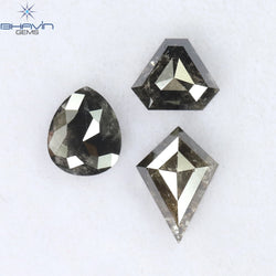 1.11 CT/3 Pcs Mix Shape Natural Diamond Salt And Pepper Color I3 Clarity (6.68 MM)