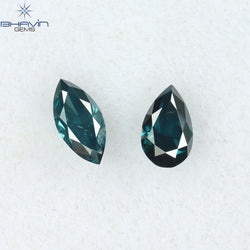 0.13 CT/2 Pcs Mix Shape Natural Diamond Blue Color SI1 Clarity (3.80 MM)