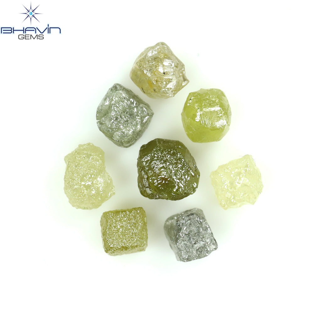 4.05 CT/8 PCS Rough Shape Mix Color Natural Diamond I3 Clarity (4.37 MM)