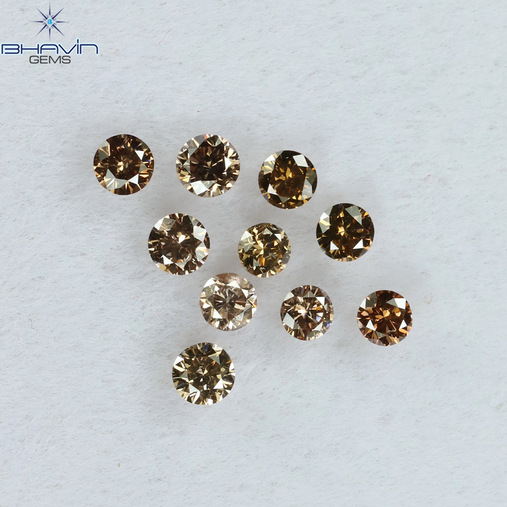 0.32 CT/10 Pcs Round Shape Natural Loose Diamond Brown Pink (Argyle) Color VS-SI Clarity (2.00 MM)