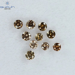 0.32 CT/10 Pcs Round Shape Natural Loose Diamond Brown Pink (Argyle) Color VS-SI Clarity (2.00 MM)