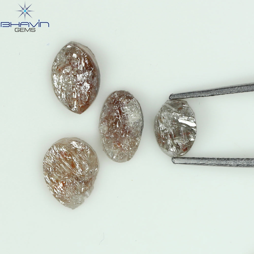 1.85 CT /4 Pcs Uncut Shape Brown Natural Loose Diamond I3 Clarity (6.48 MM)