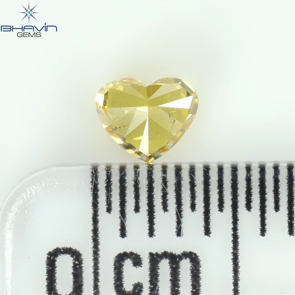 0.22 CT Heart Shape Natural Diamond Yellow Color SI1 Clarity (3.68 MM)