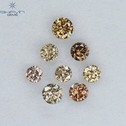 0.61 CT/8 Pcs Round Shape Natural Loose Diamond Brown Pink (Argyle) Color SI Clarity (3.15 MM)
