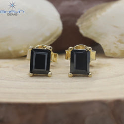 Diamond Pendant-Earring, Emerald Diamond, Black Diamond, Yellow Gold, Bridal Necklace