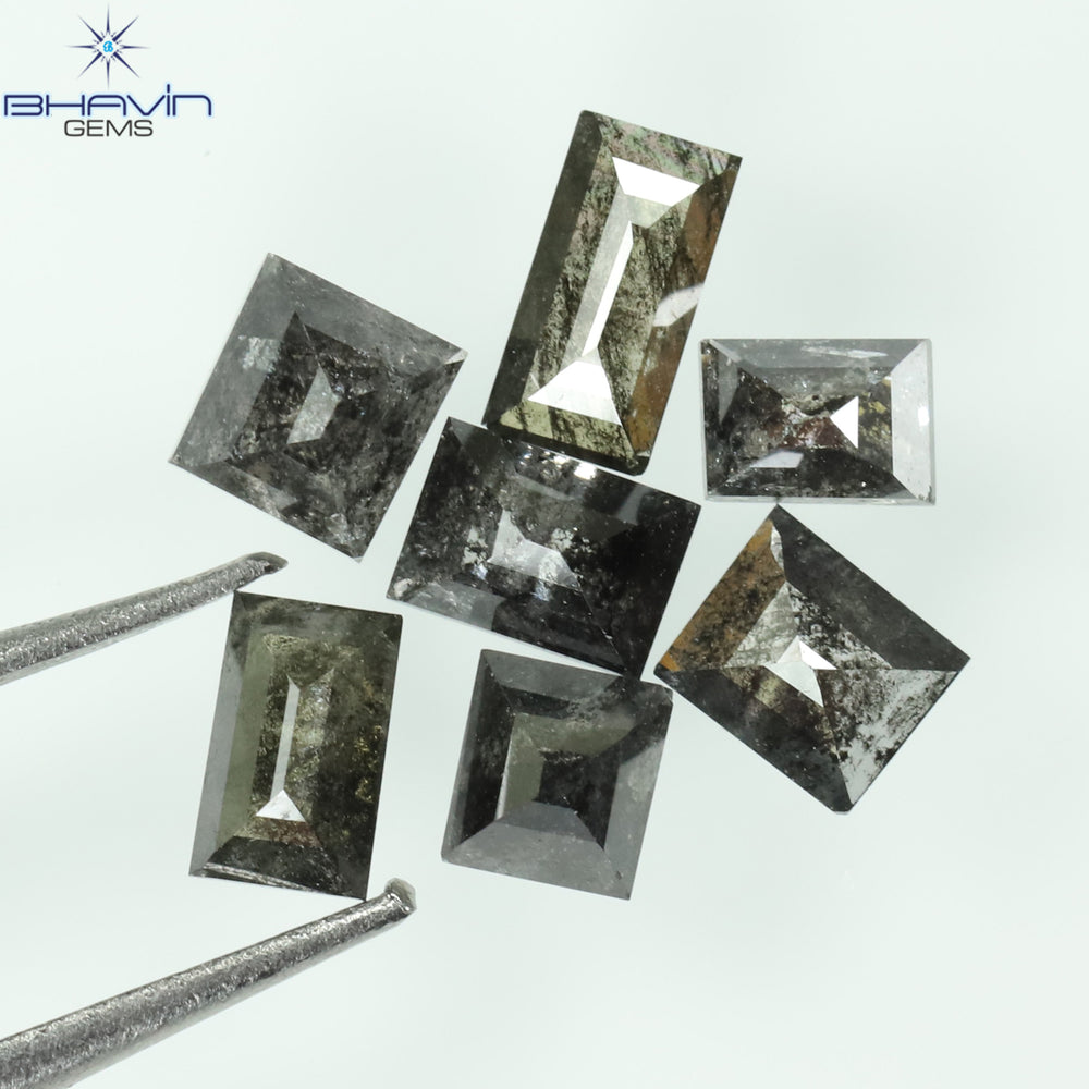 0.92 CT/7 Pcs, Baguette Diamond, Salt And Pepper Color, I3 Clarity