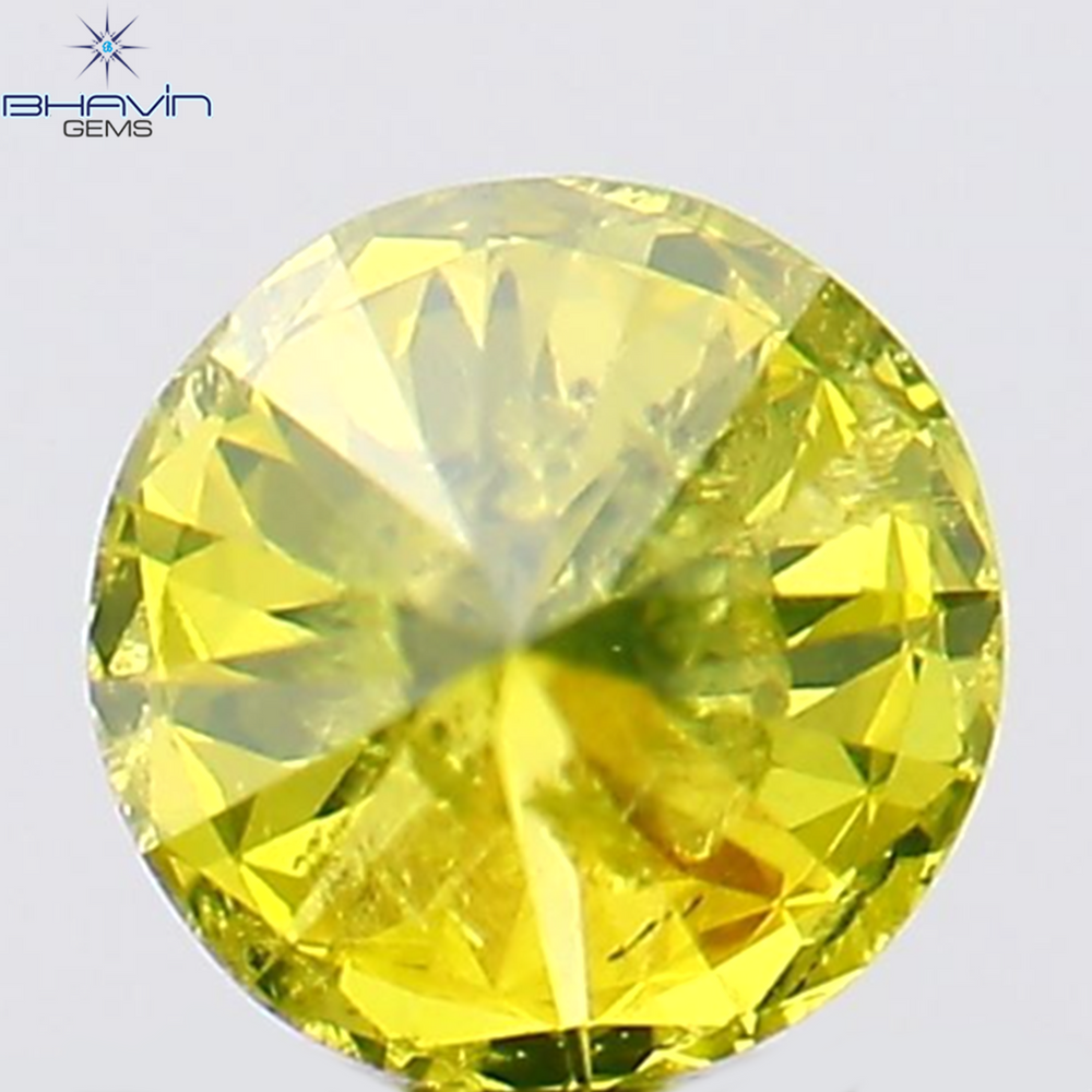 0.14 CT Round Shape Natural Diamond Green Yellow Color SI2 Clarity (3.34 MM)