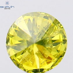 0.14 CT Round Shape Natural Diamond Green Yellow Color SI2 Clarity (3.34 MM)