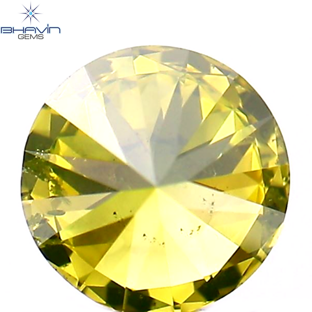 1.02 CT ラウンド シェイプ ナチュラル ダイヤモンド グリーン イエロー カラー SI1 クラリティ (5.63 MM)