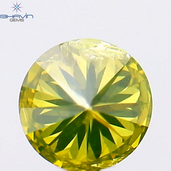 0.15 CT Round Shape Natural Diamond Green Yellow Color SI1 Clarity (3.44 MM)