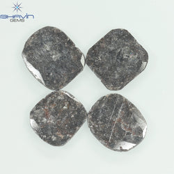 5.80 CT/4 Pcs Cushion Slice Shape Natural Diamond Salt And Pepper Color I3 Clarity (11.04 MM)