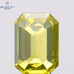 0.13 CT エメラルド シェイプ ナチュラル ダイヤモンド エンハンスト イエロー グリーン カラー VS1 クラリティ (3.02 MM)