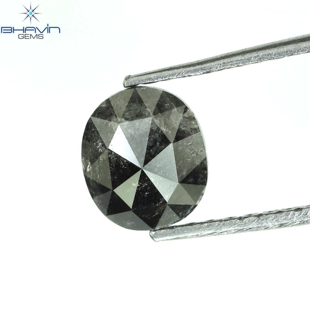 0.80 CT Oval Shape Natural Diamond Salt And Pepper Color I3 Clarity (6.53 MM)