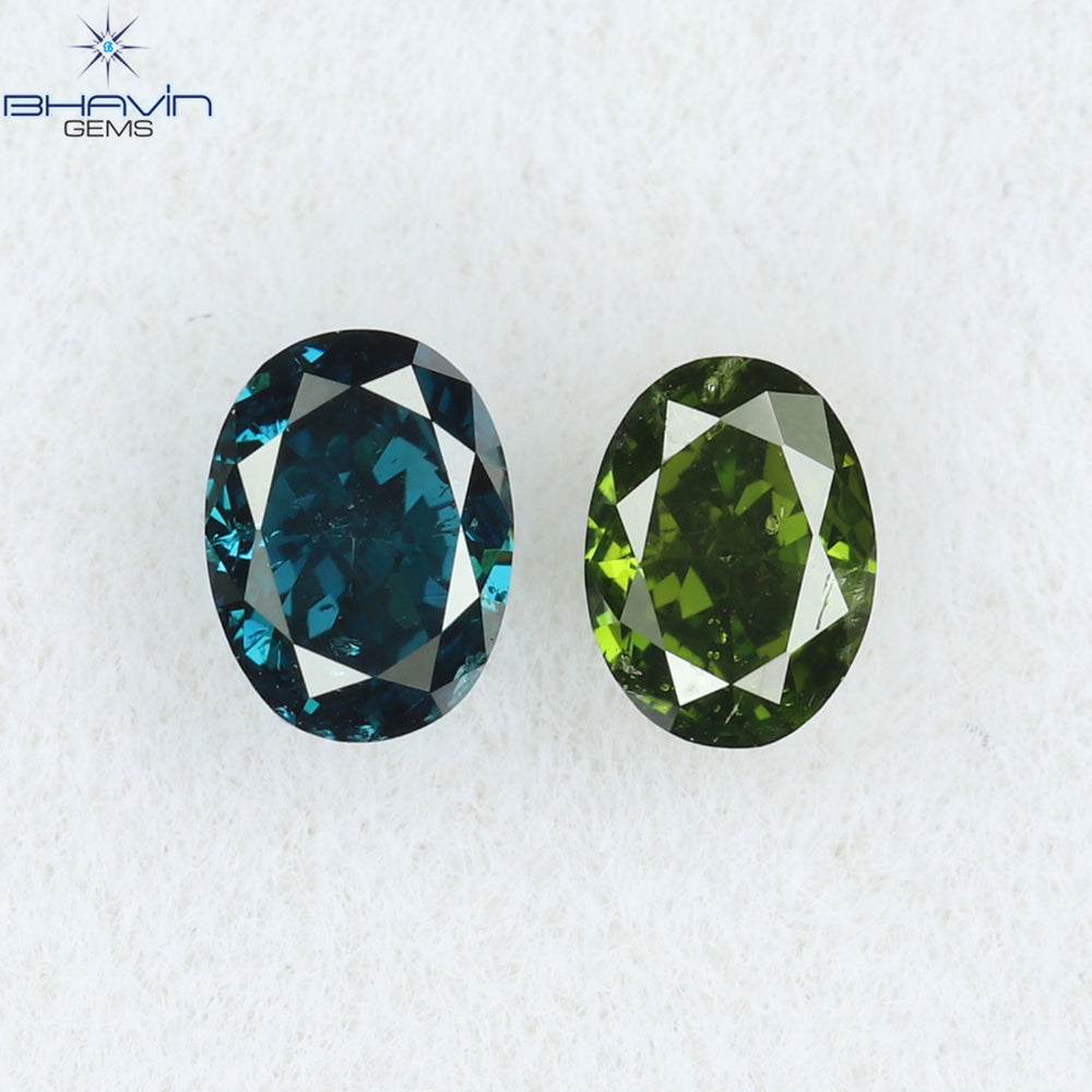 0.24 CT/2 Pcs Oval Shape Natural Diamond Mix Color SI1 Clarity (3.60 MM)