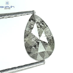 0.64 CT Pear Shape Natural Loose Diamond Salt And Pepper Color I3 Clarity (6.92 MM)