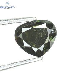 1.06 CT Heart Shape Natural Diamond Enhanced Green Color I2 Clarity (5.48 MM)