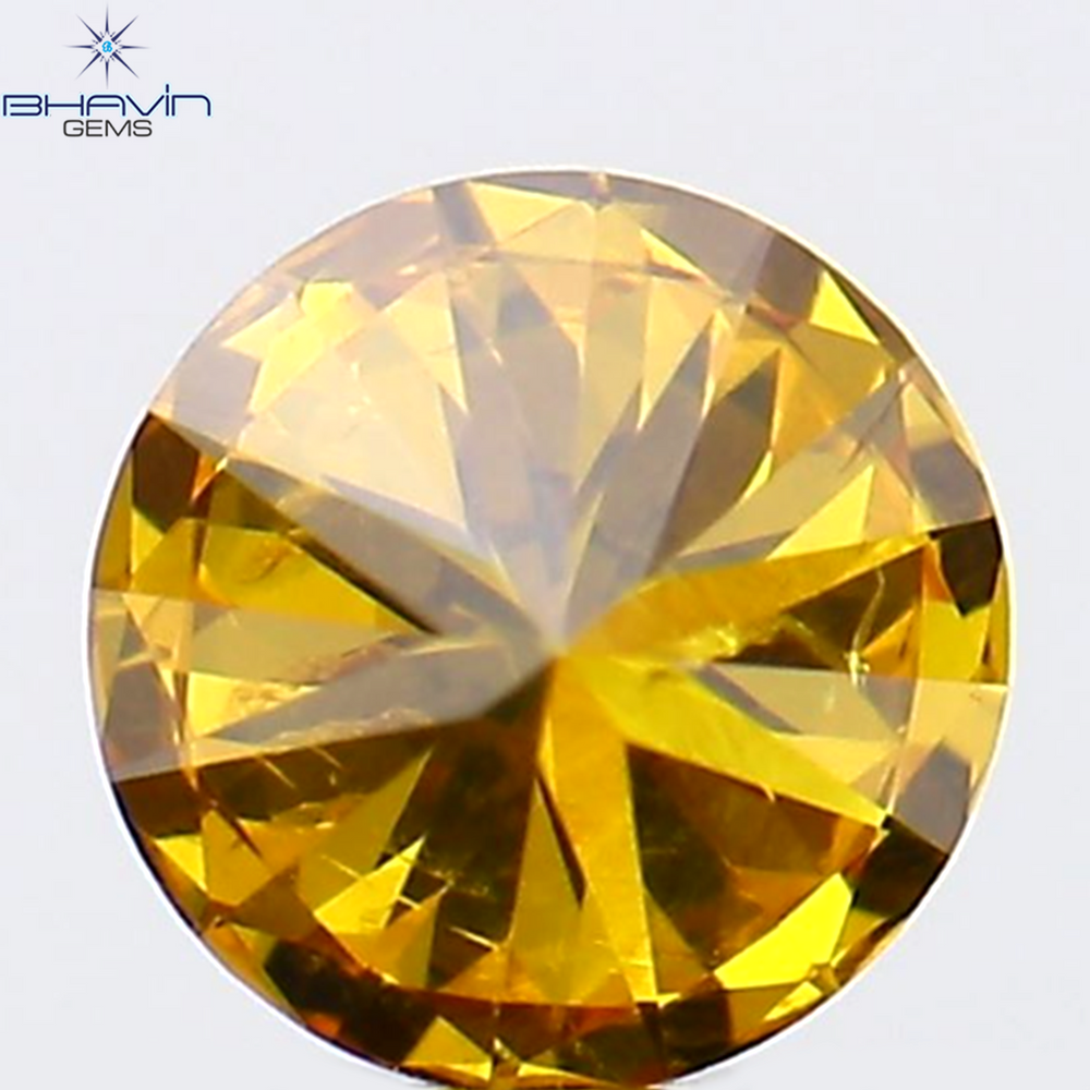 0.18 CT Round Shape Natural Diamond Orange Yellow Color SI2 Clarity (3.69 MM)