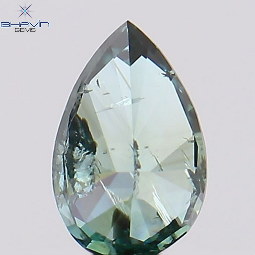 0.24 CT Pear Shape Natural Diamond Green Color I1 Clarity (4.92 MM)