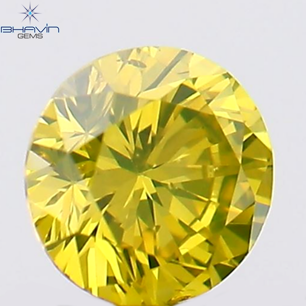 0.12 CT Round Shape Natural Diamond Green Yellow Color VS2 Clarity (3.19 MM)