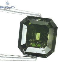 1.03 CT エメラルド シェイプ ナチュラル ダイヤモンド 強化グリーン カラー I2 クラリティ (5.30 MM)