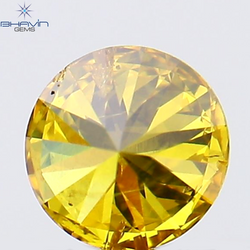 0.18 CT Round Shape Natural Diamond Vivid Yellow (Canary) Color SI1 Clarity (3.58 MM)