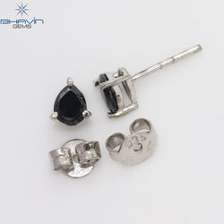 Pear Diamond White Gold Stud Earring Black Diamond Natural Loose Diamond Earring