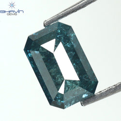 1.11 CT  Emerald Shape Natural Diamond Blue Color I3 Clarity (7.07 MM)