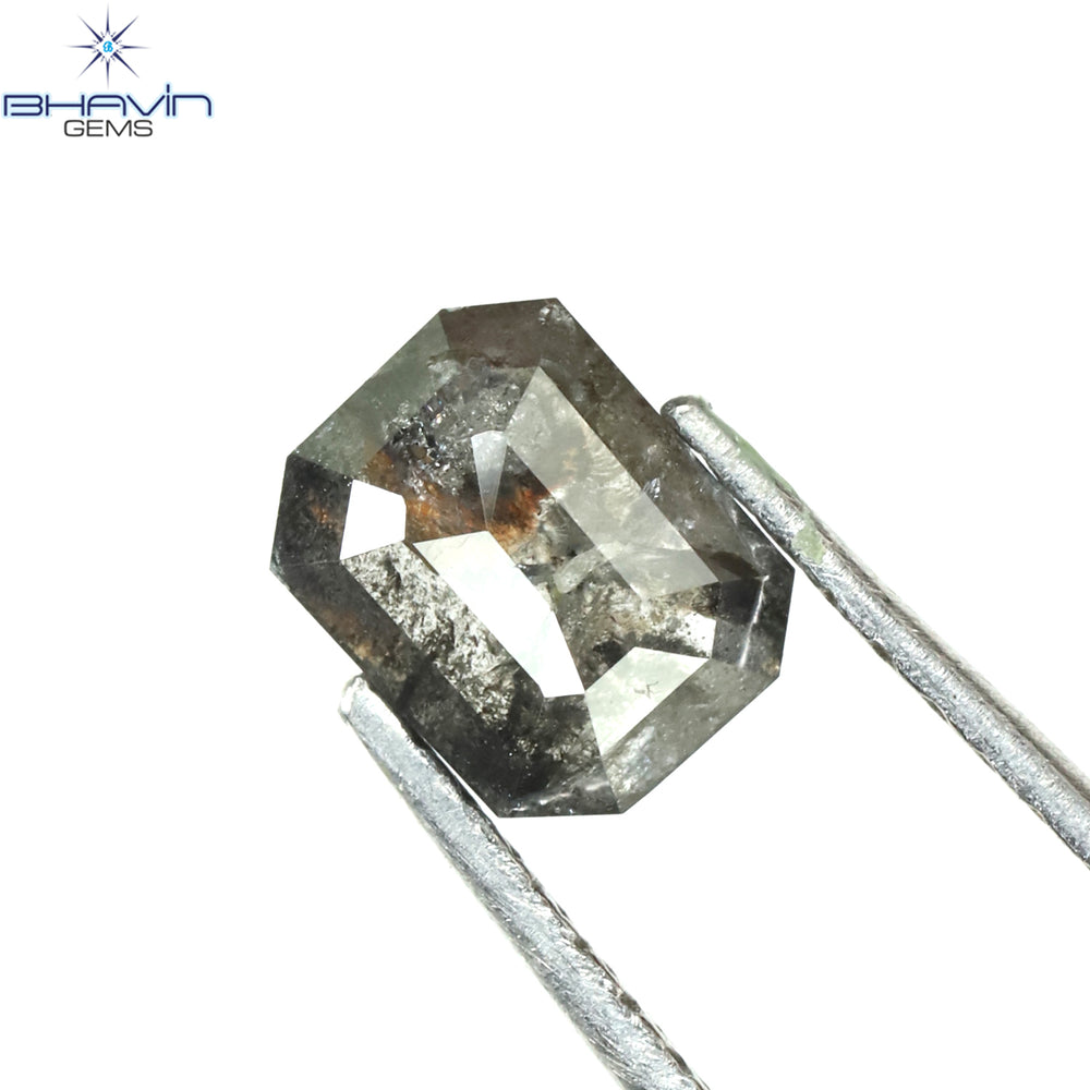 0.83 CT Emerald Shape Natural Diamond Salt And Pepper Color I3 Clarity (5.97 MM)