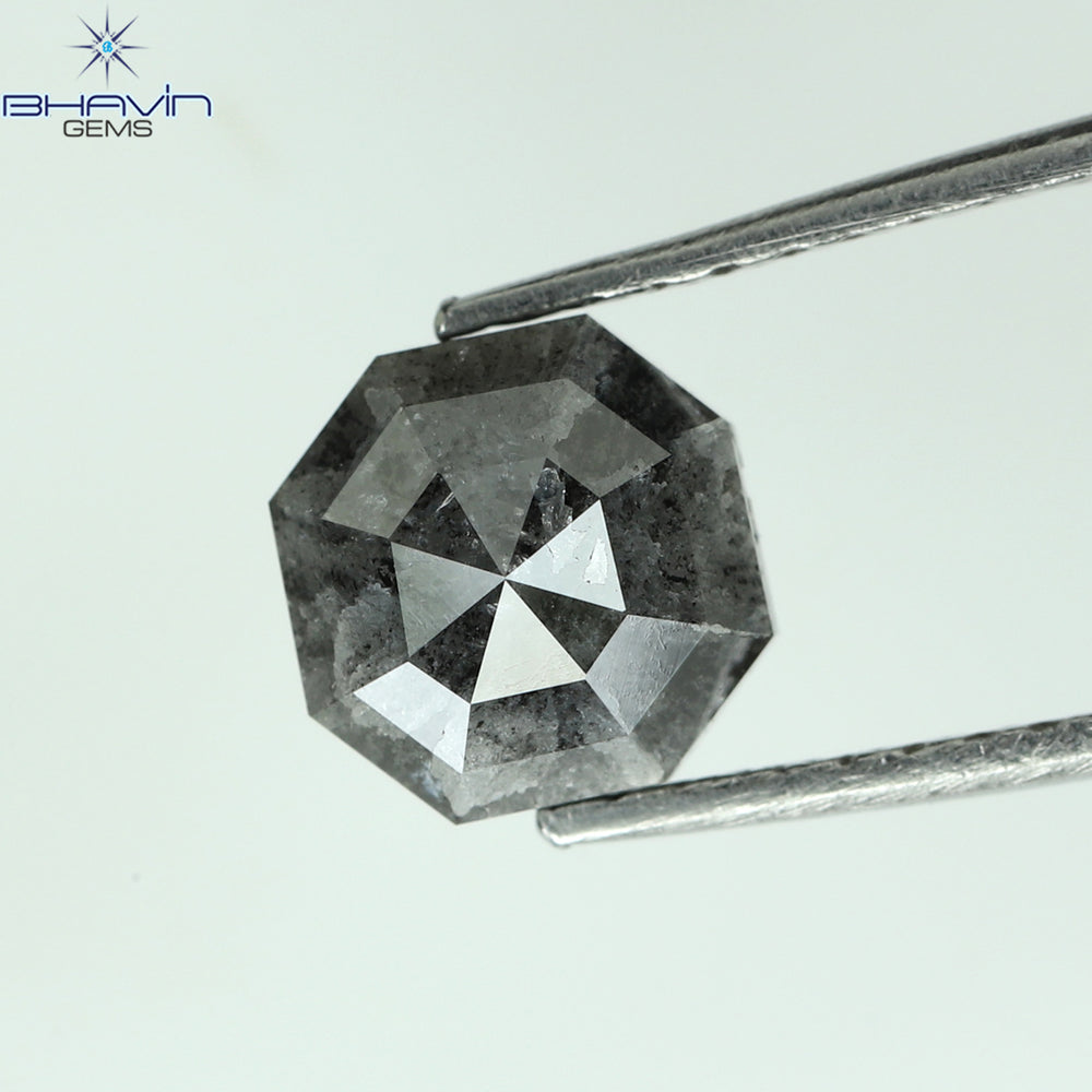 1.50 CT エメラルド シェイプ ナチュラル ルース ダイヤモンド ソルト アンド ペッパー カラー I3 クラリティ (6.38 MM)