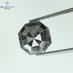 1.50 CT エメラルド シェイプ ナチュラル ルース ダイヤモンド ソルト アンド ペッパー カラー I3 クラリティ (6.38 MM)