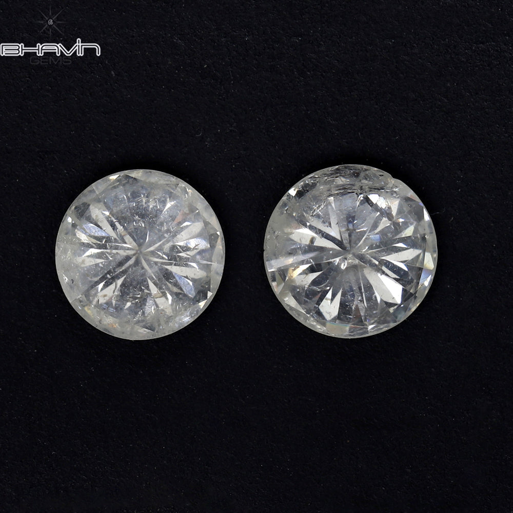 0.78 CT/2 Pcs Round Shape Natural Loose Diamond White Color I3 Clarity (4.70 MM)