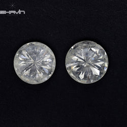 0.78 CT/2 Pcs Round Shape Natural Loose Diamond White Color I3 Clarity (4.70 MM)