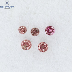 0.05 CT/5 Pcs Round Shape Natural Loose Diamond Pink Color I1 Clarity (0.05 MM)