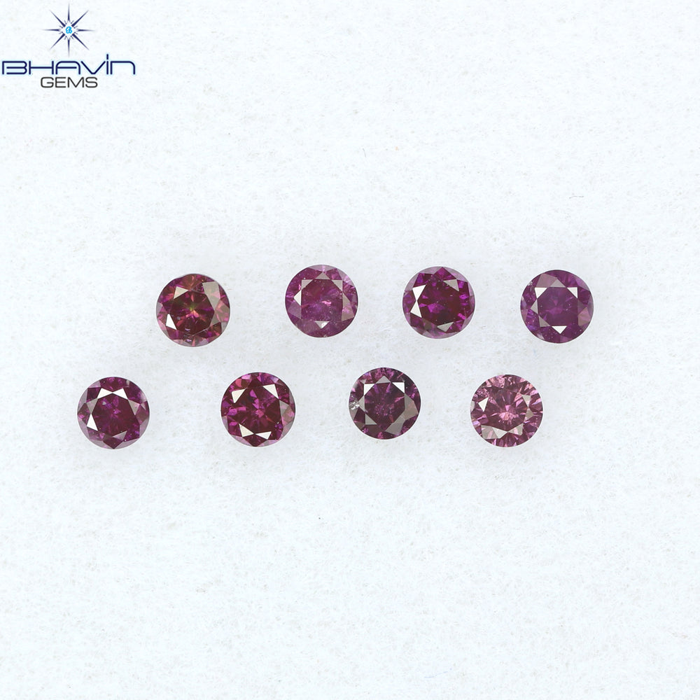 0.28 CT/8 PCS ラウンド ダイヤモンド ピンク色 天然ダイヤモンド I1 クラリティ (2.00 MM)