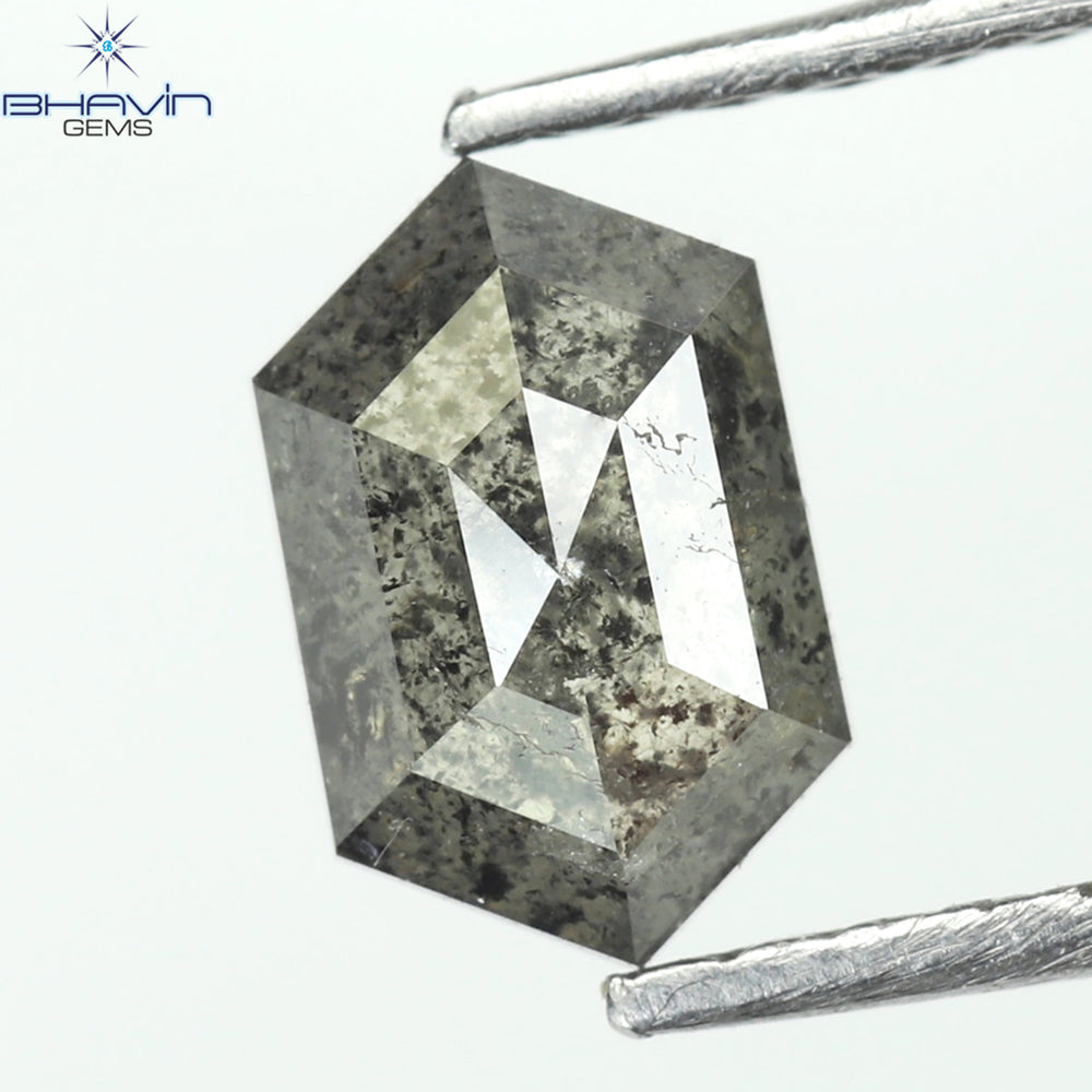 0.80 CT Hexagon Shape Natural Loose Diamond Salt And pepper Color I3 Clarity (7.10 MM)