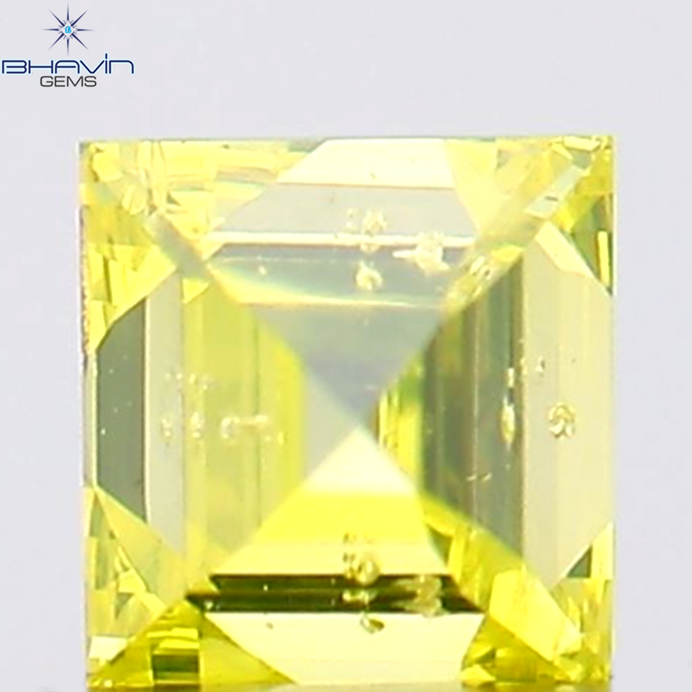 0.14 CT Square Cut Natural Diamond Enhanced Yellow Color SI1 Clarity (2.78 MM)