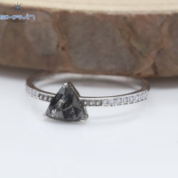 Triangle Diamond, Natural Diamond Ring, Salt And pepper Diamond, Gold Ring, Engagement Ring, Wedding Ring, Diamond Ring