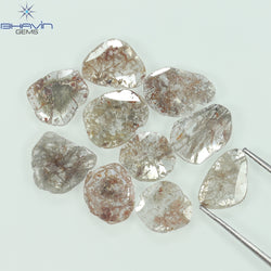 5.42 CT/10 Pcs Slice Shape Natural Loose Diamond Salt And Pepper Color I3 Clarity (10.18 MM)