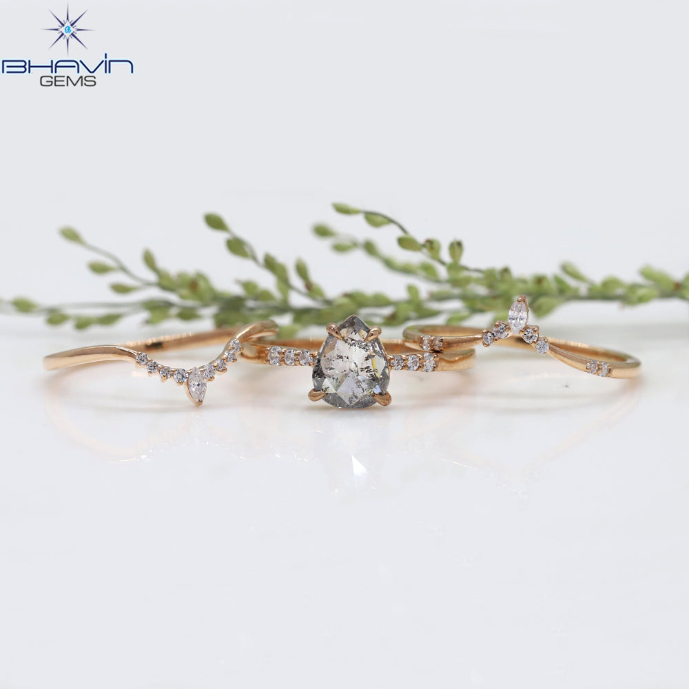 Pear Diamond Salt And Pepper Diamond Natural Diamond Ring Gold Ring Engagement Ring