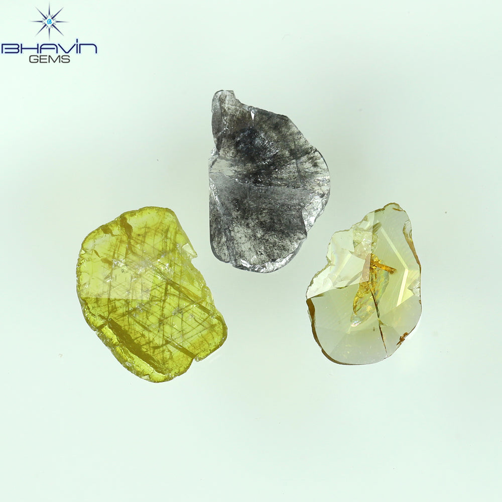 1.16 CT/3 Pcs Rosecut Polki Shape Natural Diamond  Fancy Color I3 Clarity (8.92 MM)