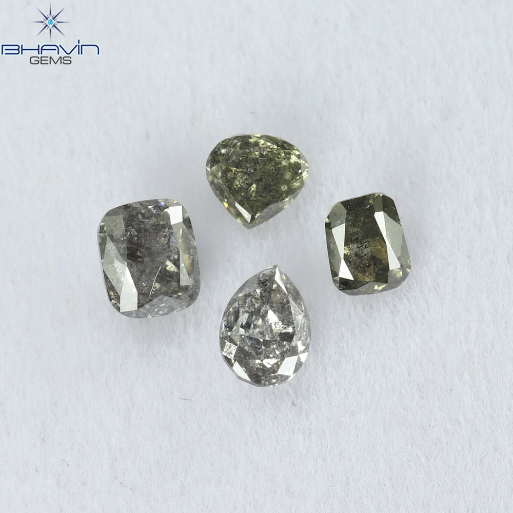 0.48 CT/4 PCS Mix Shape Natural Diamond Salt And Pepper Color I3 Clarity (3.31 MM)