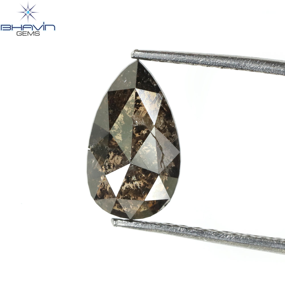 0.39 CT ペアシェイプ ナチュラル ルース ダイヤモンド ソルト アンド ペッパー カラー I3 クラリティ (5.27 MM)