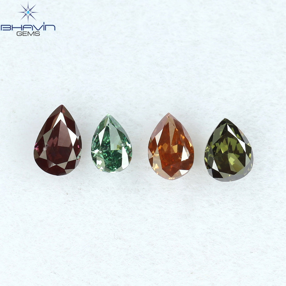 0.46 CT/4 Pcs Pear Shape Natural Diamond Mix Color VS2 Clarity (4.06 MM)