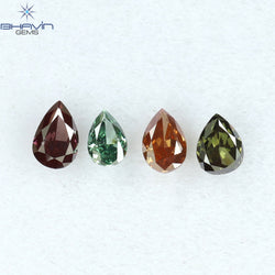 0.46 CT/4 Pcs Pear Shape Natural Diamond Mix Color VS2 Clarity (4.06 MM)