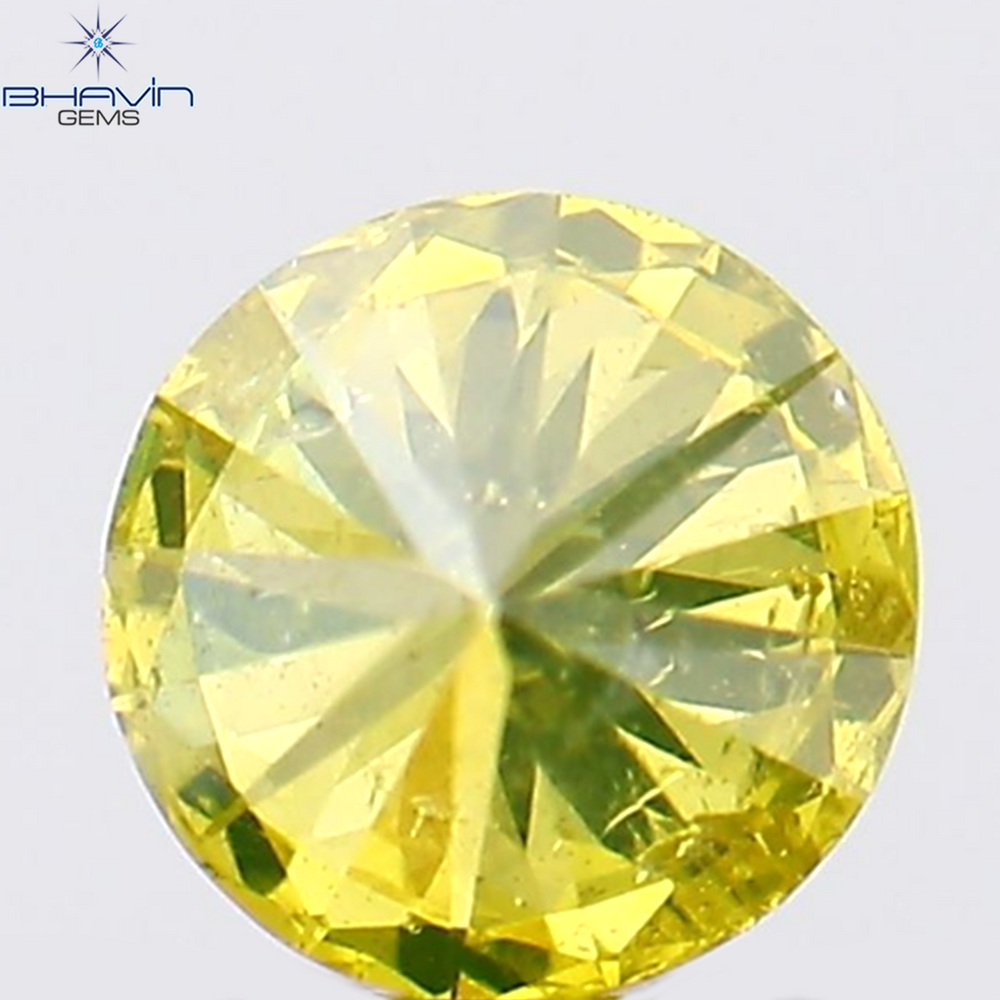0.14 CT Round Shape Natural Diamond Yellow Color SI2 Clarity (3.45 MM)